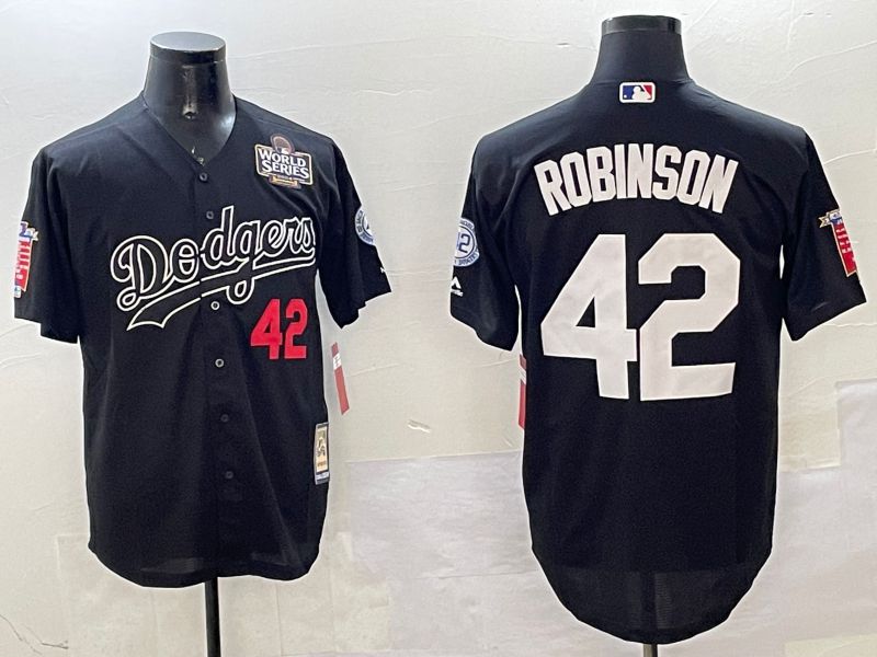 Men Los Angeles Dodgers #42 Robinson Black Throwback 2025 Nike MLB Jersey style 3->los angeles dodgers->MLB Jersey